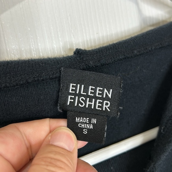 Eileen Fisher 100% Cotton Full Zip Hooded Jacket Women's Small‎ Black - Picture 5 of 6
